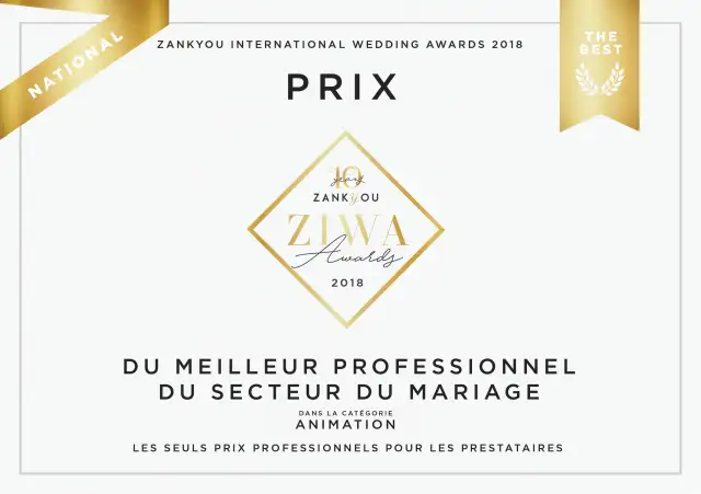 Diplôme Zankyou International Wedding Awards de Tom Coss